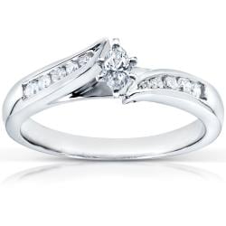 14k White Gold 1/4ct TDW Marquise Diamond Engagement Ring (H-I, I1-I2)
