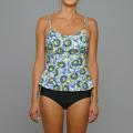 Island Love Young Missy 1-piece Blue Floral Faux Tankini