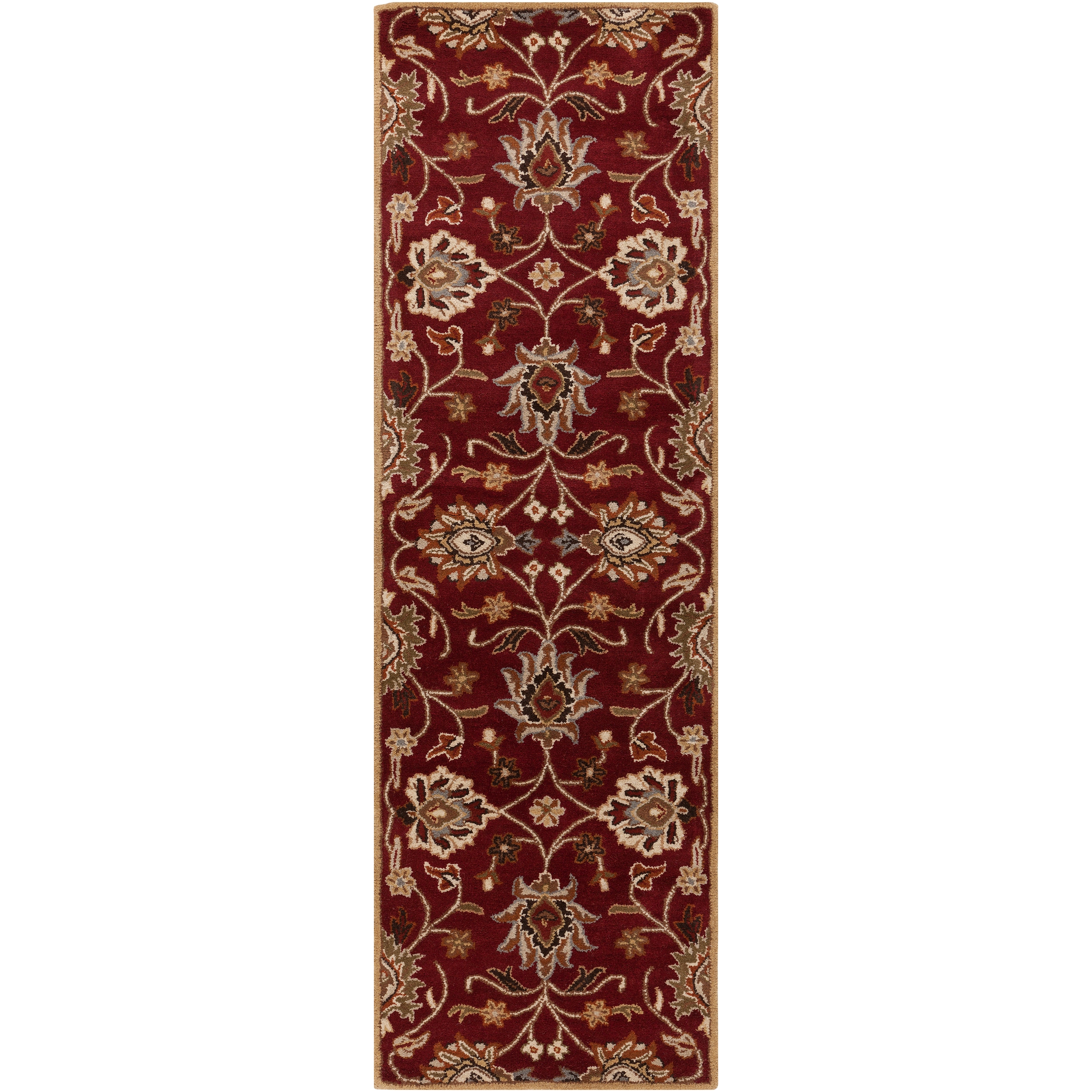 Hand-tufted Sadler Red Wool Rug (3' x 12')