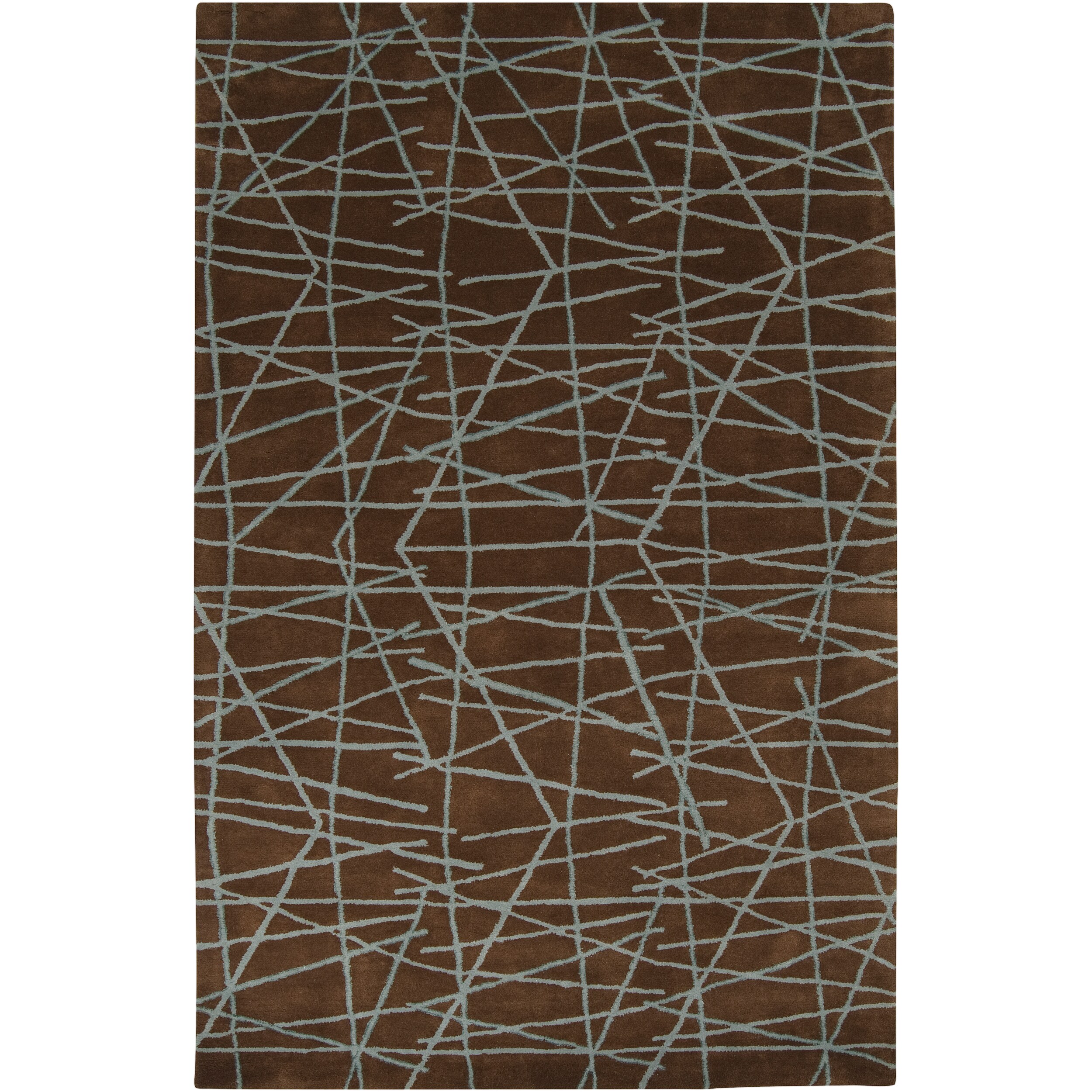 Hand-tufted Seatak Brown Wool Geometric Lines Rug (2' x 3')