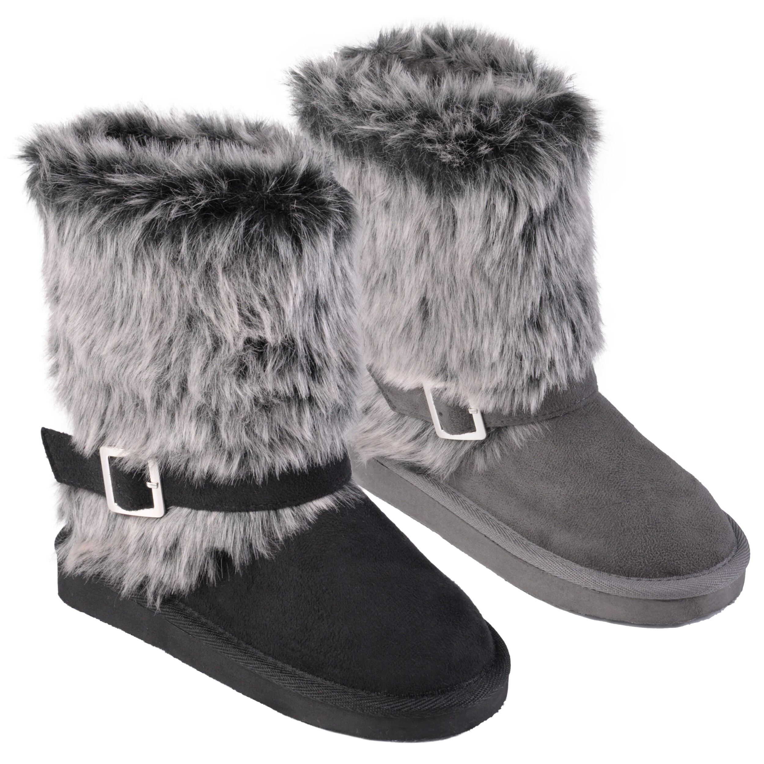 Journee Collection Kid's 'Huffy' Buckle Accent Faux Fur Boots