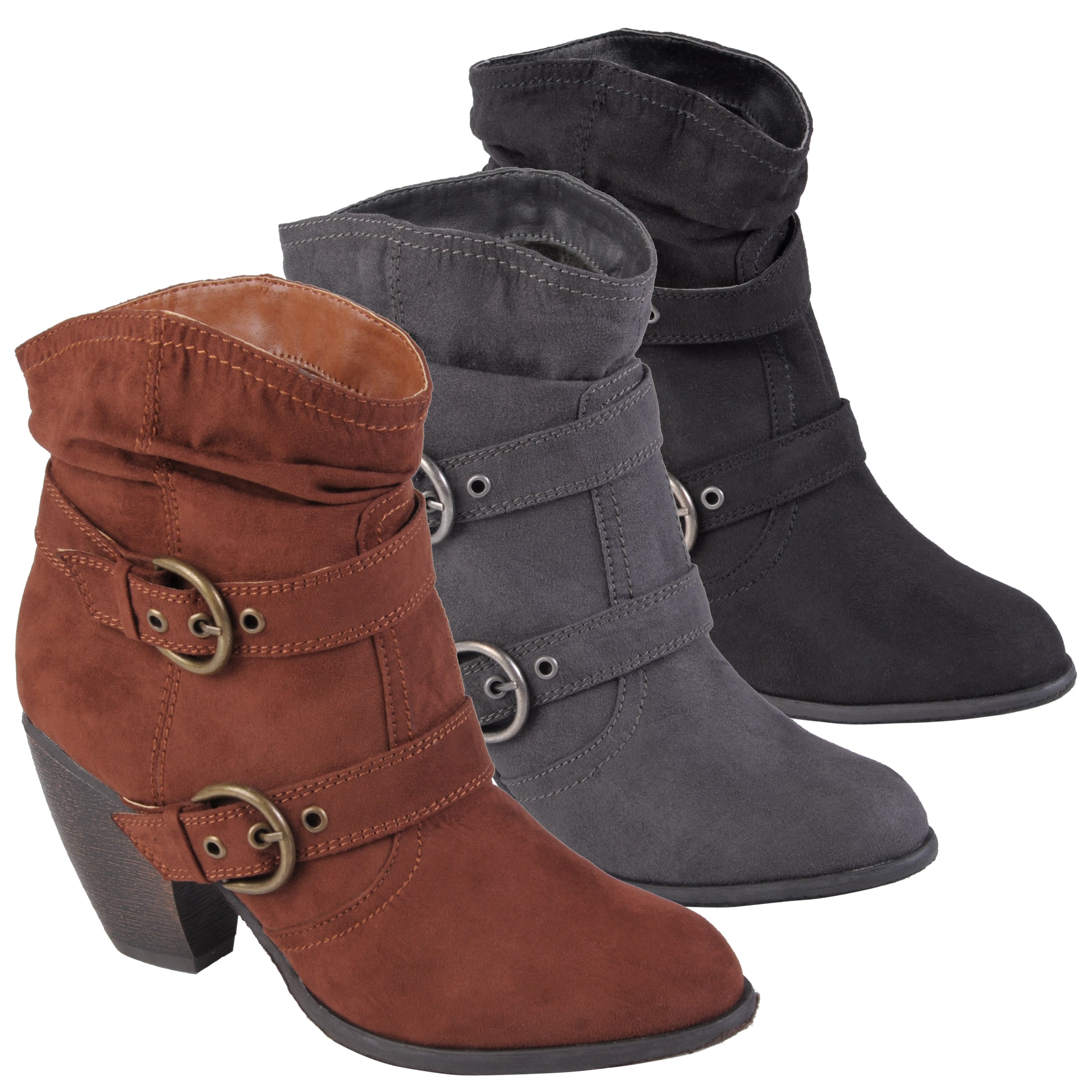 Hailey Jeans Co. Women's 'Jenny' Sueded Buckle Detail Ankle Boots