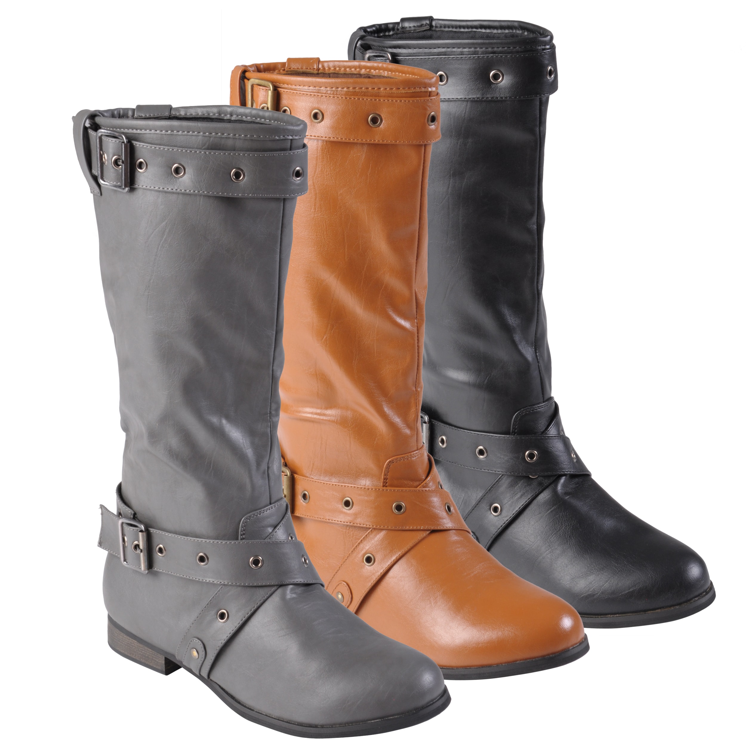Tressa Collection Women's 'Whitney' Buckle Detail Round Toe Boots