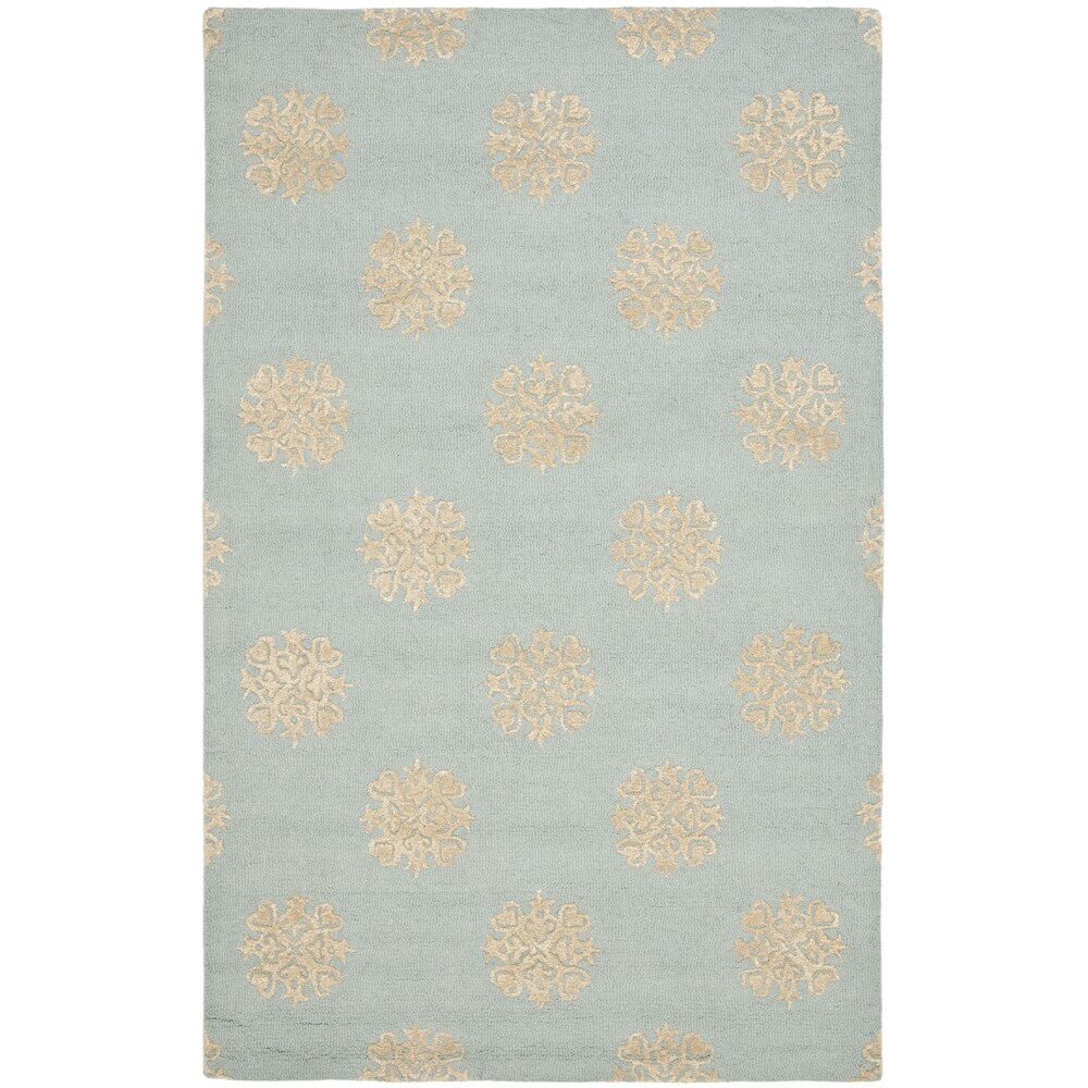Handmade Soho Medallion Light Blue Wool Rug (8'3 x 11')