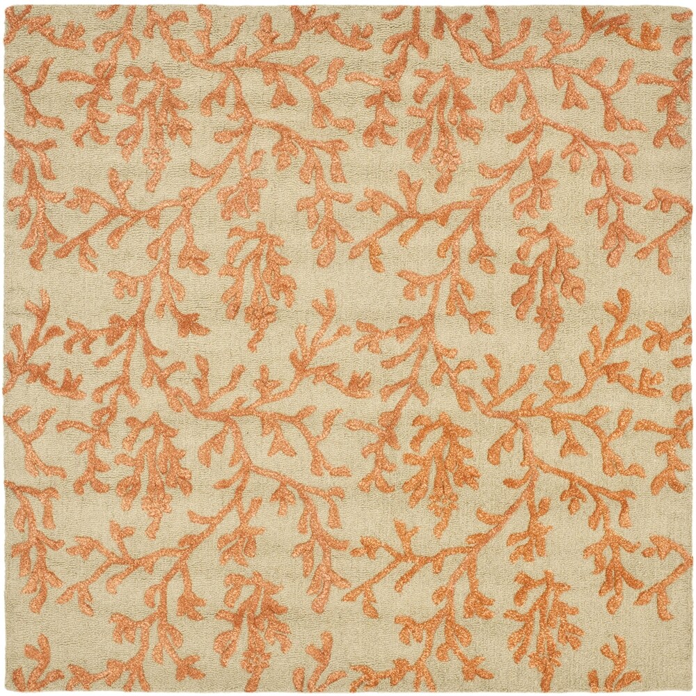 Handmade Soho Ferns Green New Zealand Wool Rug (8' Square)