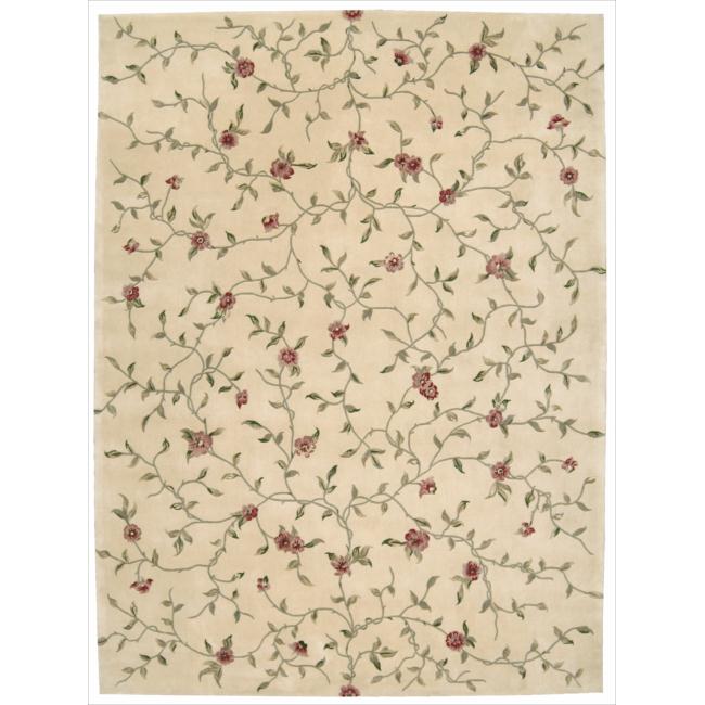 Hand-tufted Julian Floral Light Gold Rug (3'6 x 5'6)