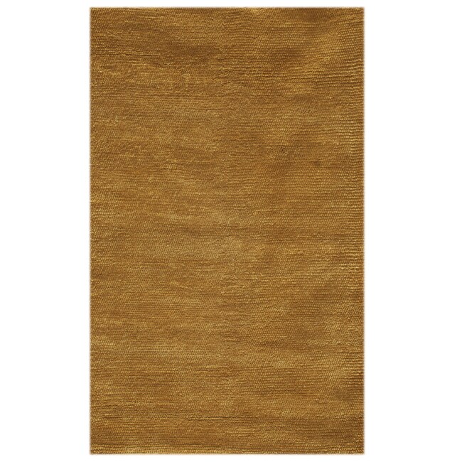 Hand-woven Solid Golden Apricot Wool Rug (5' x 8')