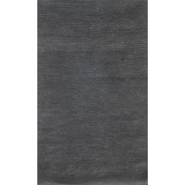 Hand-woven Solid Marine Blue Wool Rug (5' x 8')