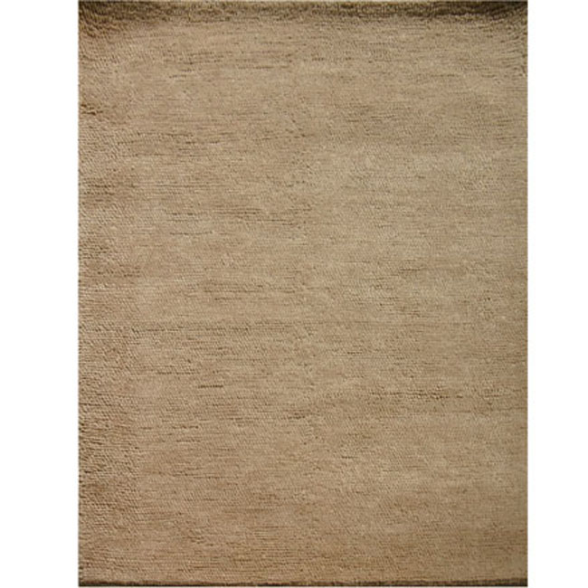 Hand-woven Solid Fawn Wool Rug (2' x 3')