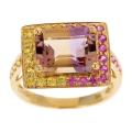 D'Yach 14k Yellow Gold Ametrine, Pink and Yellow Sapphire Ring