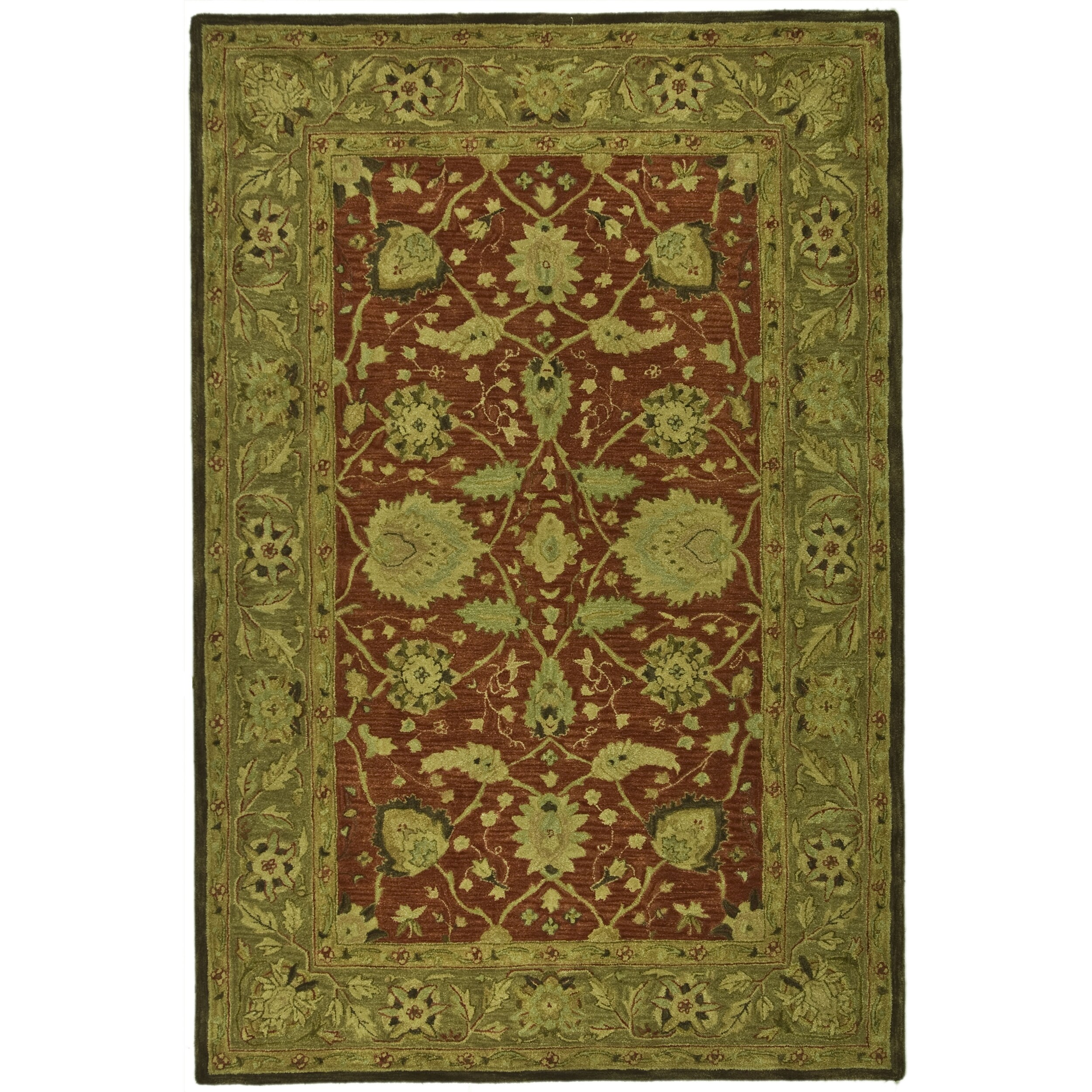 Safavieh Handmade Anatolia Rust/ Green Hand-spun Wool Rug