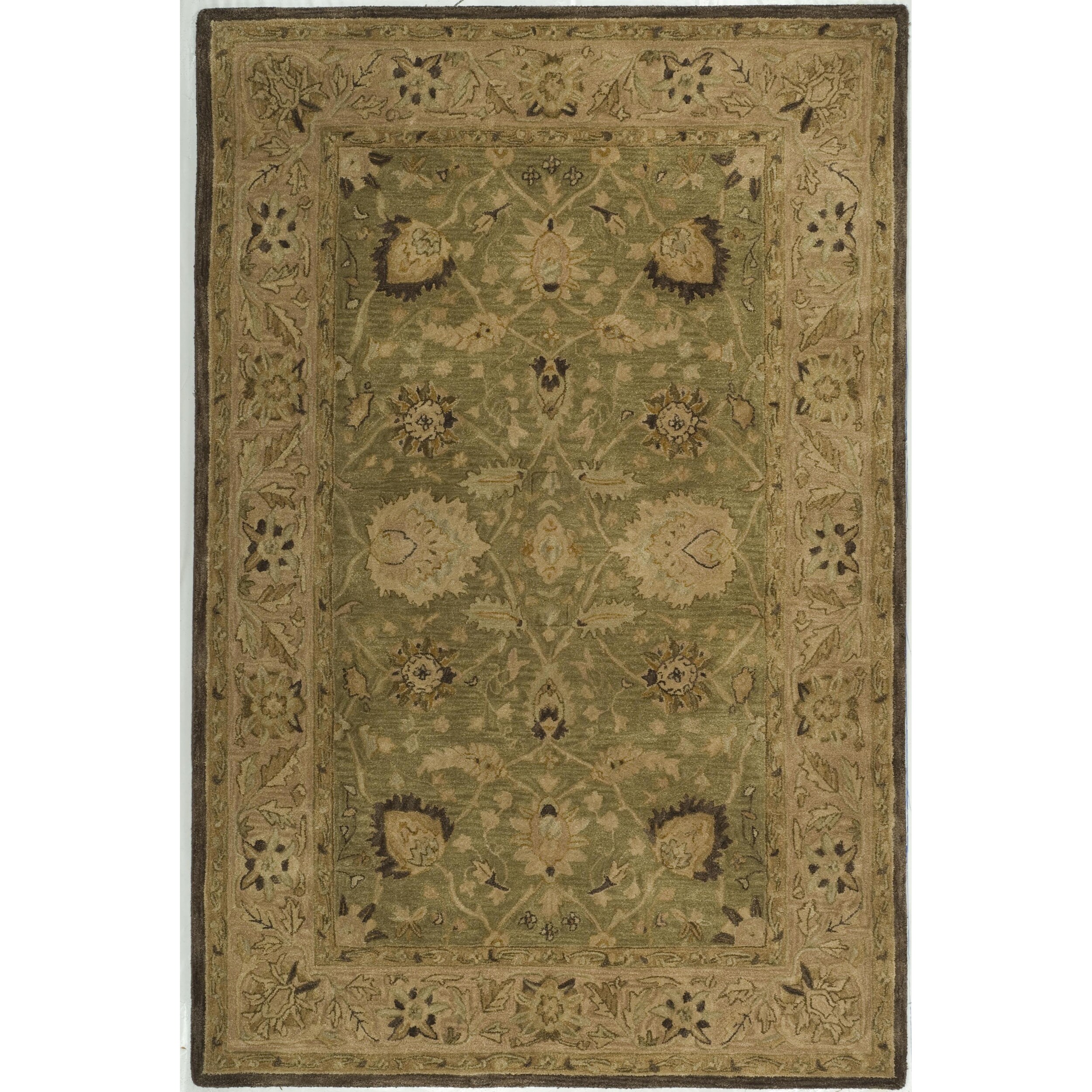 Safavieh Handmade Anatolia Sage/ Beige Hand-spun Wool Rug