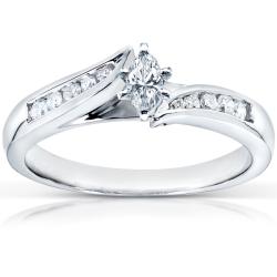 14k White Gold 1/3ct TDW Marquise Diamond Engagement Ring (H-I, I1-I2)