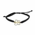 18k Gold over Silver Diamond Accent Butterfly Braided String Bracelet