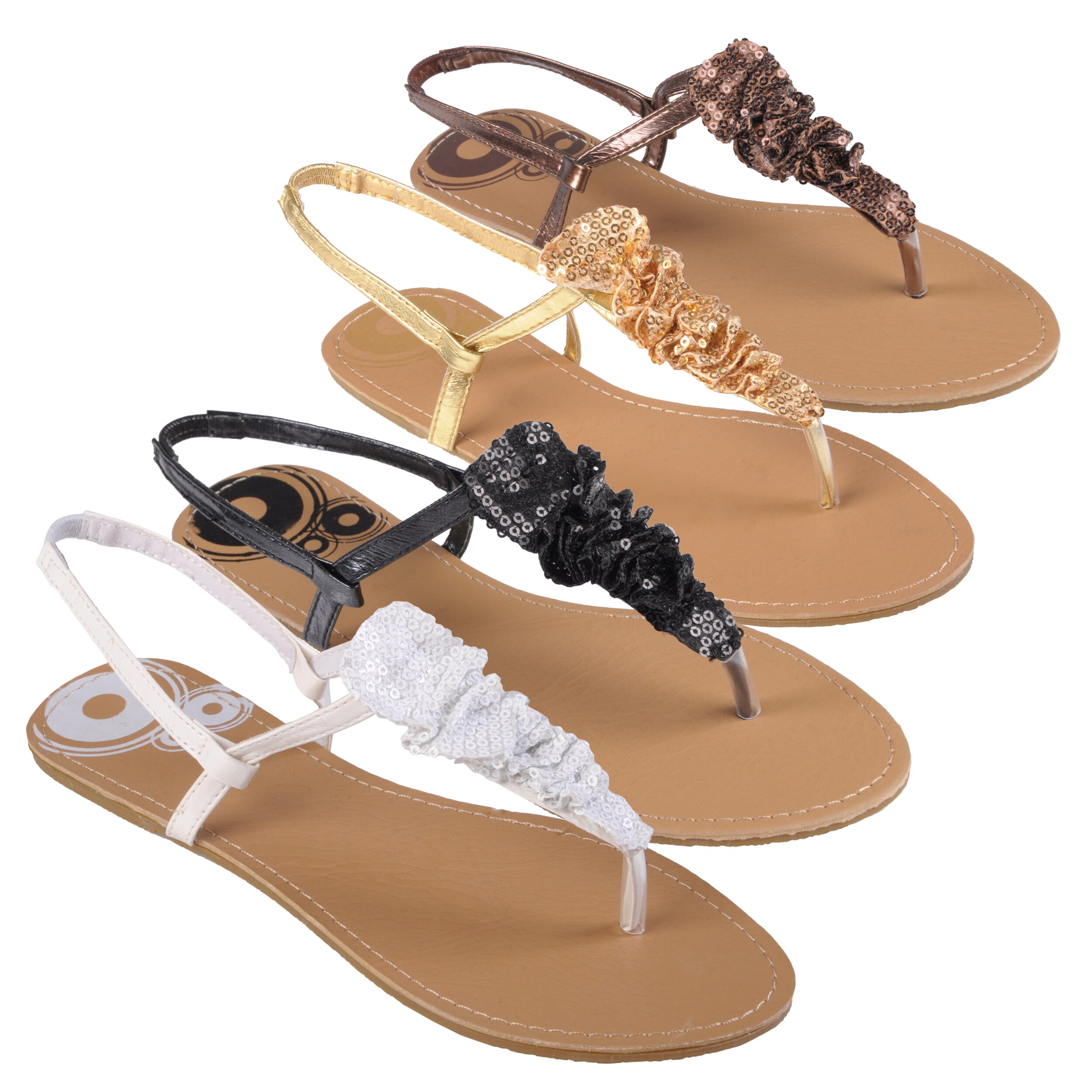 Journee Collection Women's Sequin Accent T-strap Sandals