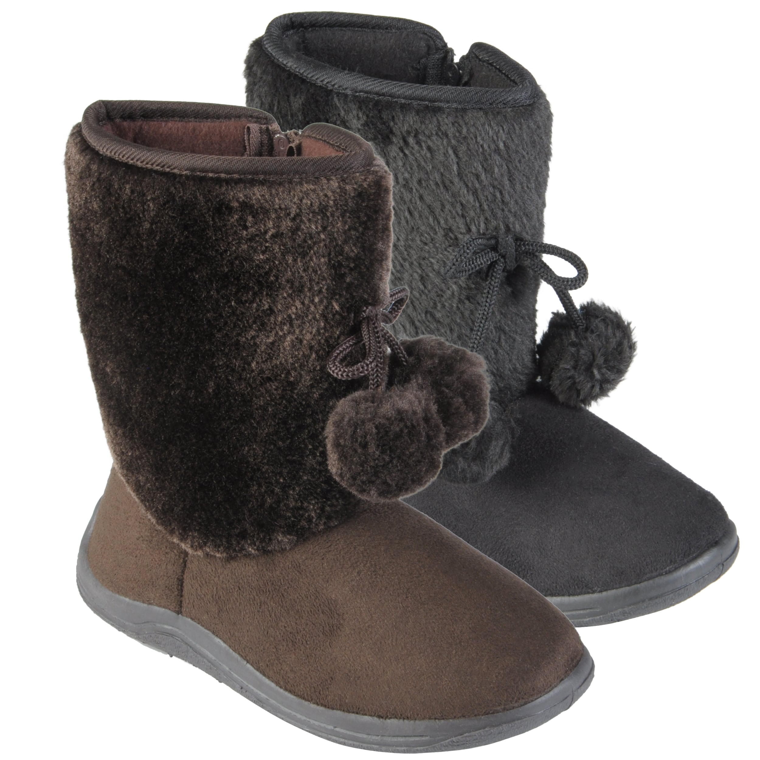 Journee Collection Kid's 'Tinette' Pom Pom Detail Faux Fur Accent Boots