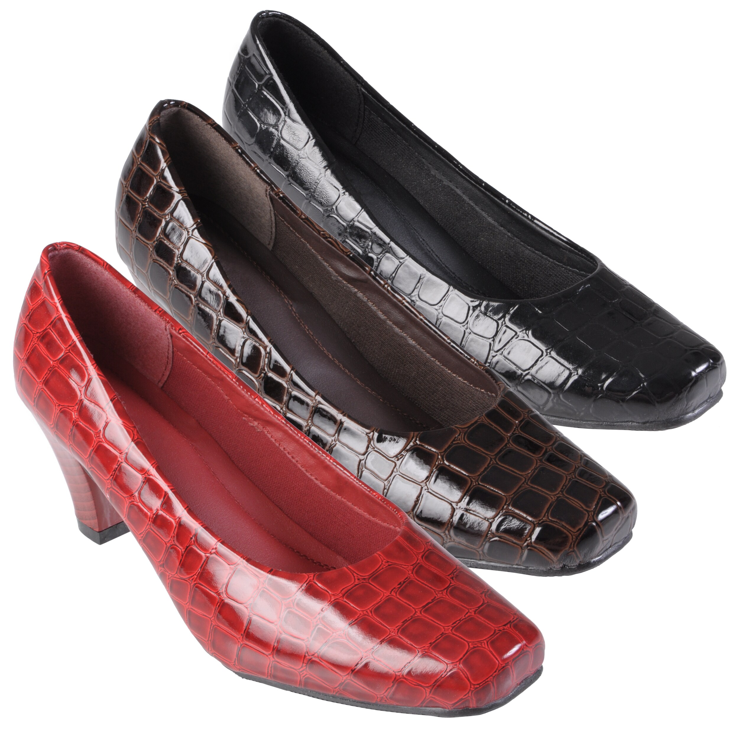 Journee Collection Women's 'Nina-01' Square Toe Croc Print Pumps