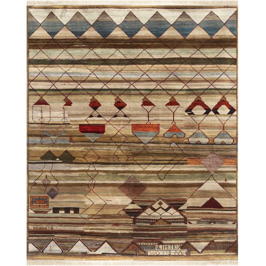 Hand-knotted Abstract Mix Wool Rug (8' x 10')
