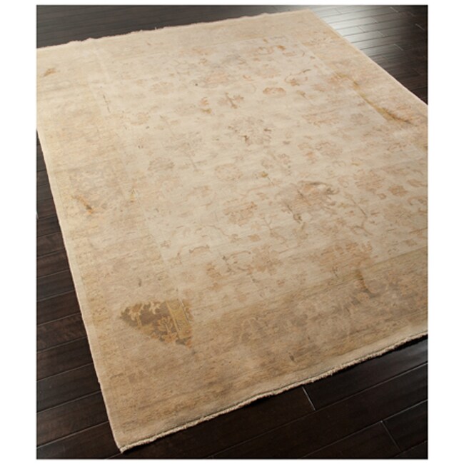 Hand-knotted Oriental Dark ivory Wool Rug (7'10 x 9'10)