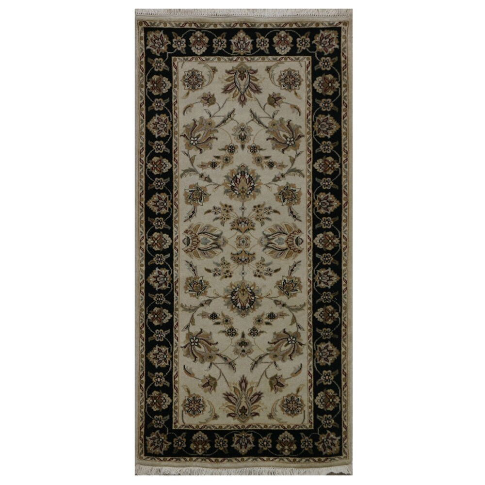 Hand-knotted Oriental Light Gold Wool Rug (2'8 x 16')