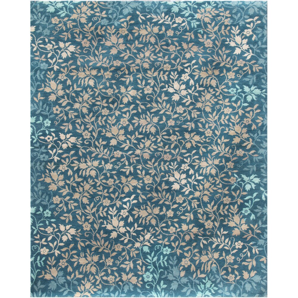 Hand-knotted Floral Capri Wool/ Silk Rug (8' x 10')