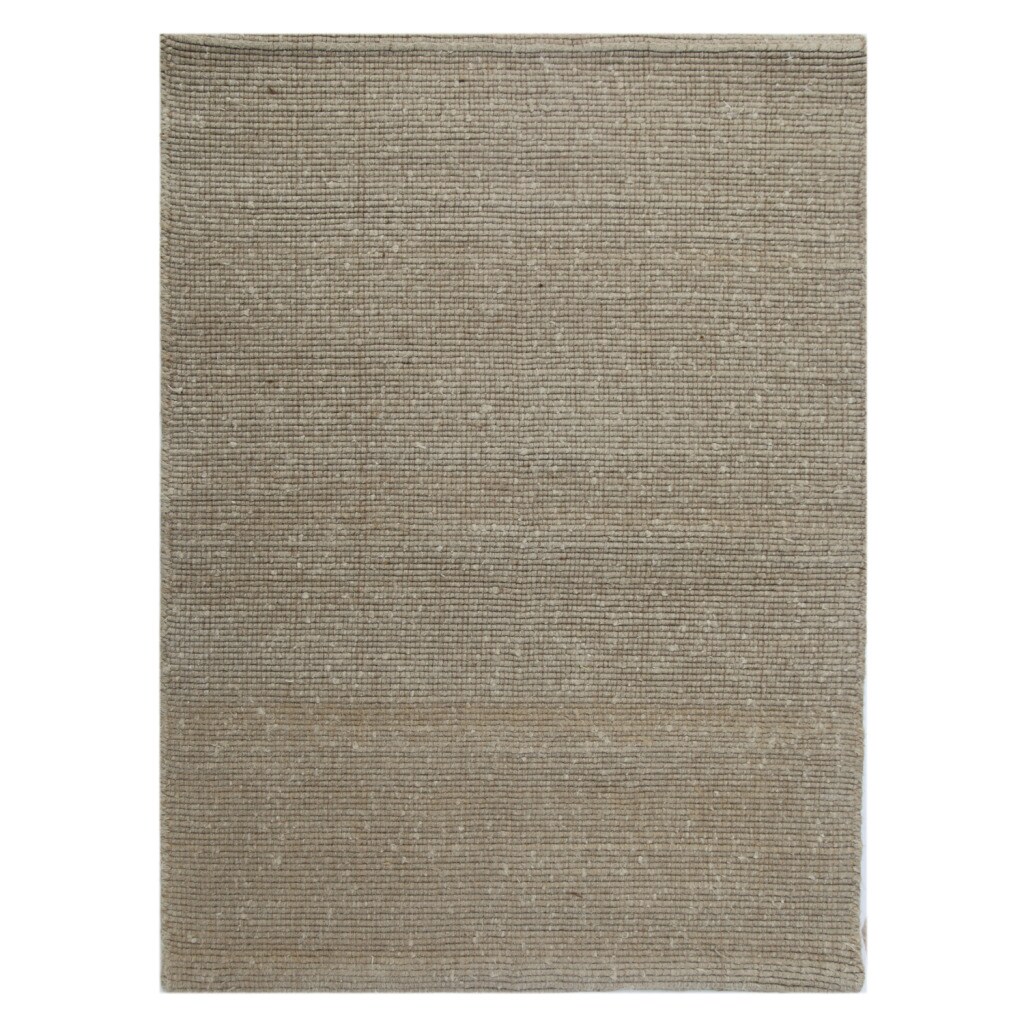 Handloom Solid Cement Cotton/ Wool Rug (2' x 3')
