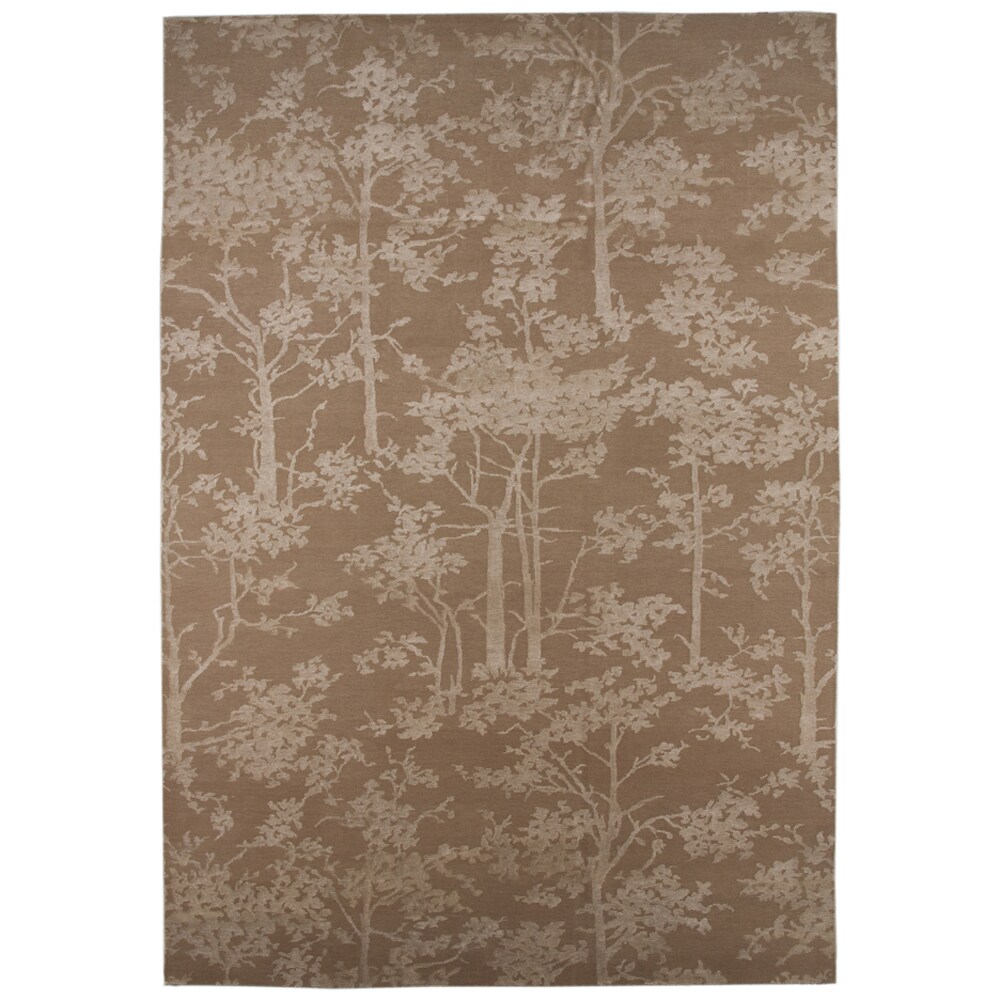 Indo-tibetan Traditional Light beige Wool/ Silk Rug (6'5 x 9'8)