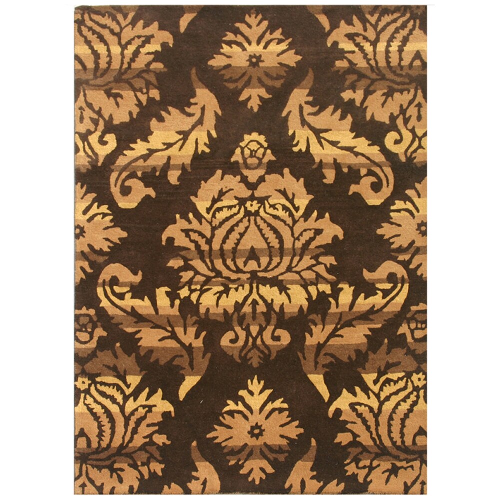 Hand-knotted Traditional Cocoa Brown Wool Rug (5' x 7')