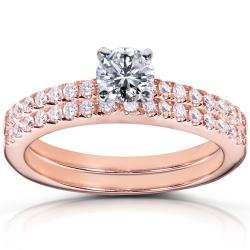 14k Rose Gold 3/4ct TDW Diamond Bridal Rings Set (H-I, I1-I2)
