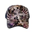 Stephanie B. Women's Black Cross Trucker Hat