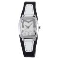 Mila Schon Women's Silver Textured Dial Leather Date Quartz Watch