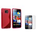 Hot Pink S Shape TPU Case/ LCD Protector for Samsung Galaxy S II i9100