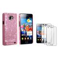Hot Pink Bling Case/ Screen Protectors for Samsung Galaxy S II i9100