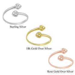 Icz Stonez Sterling Silver Cubic Zirconia Crossover Heart Toe Ring