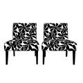 Portfolio Niles Black Floral Armless Chair (Set of 2)
