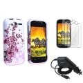 Spring Flowers Case/ LCD Protector/ Car Charger for HTC Mytouch 4G