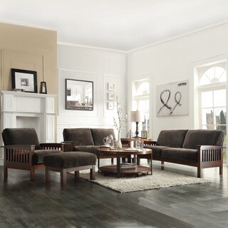 Mission Dark Brown Champion Fabric 4-piece Sofa Set