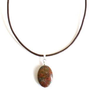 Every Morning Design Green Opal On Leather Necklace