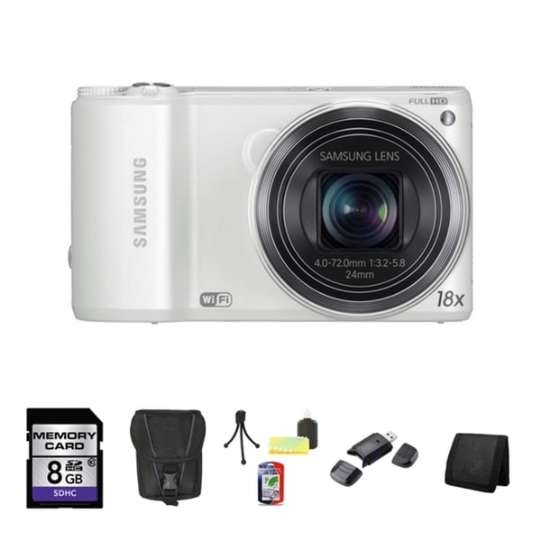 Samsung WB200F Smart 14.2MP White Digital Camera 8GB Bundle
