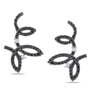 Miadora 14k White Gold 5/8ct TDW Black and White Diamond Earrings