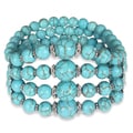 Miadora Silver Tone Created Turquoise Elastic Bracelet
