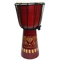 Hand-Carved Abstract Natural Djembe Drum (Indonesia)