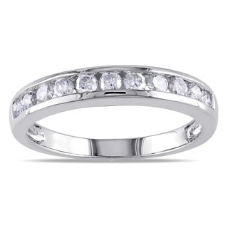 Miadora 14k White Gold 1/2ct TDW Diamond Wedding Band (L-M, I2-I3)