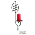 Iron and Recycled 'Ashanti Light' Glass Wall Candleholder (Ghana)