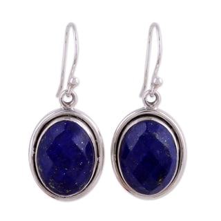 Sterling Silver 'Blue Destiny' Lapis Lazuli Earrings (India)