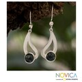 Sterling Silver 'Glistening Rain' Jade Earrings (Guatemala)
