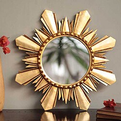 Hot Deal Mohena Wood and Bronze Leaf 'Sun of Cuzco' Wall Mirror (Peru)