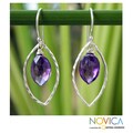 Handcrafted Sterling Silver 'Purple Iris' Amethyst Earrings (Thailand)