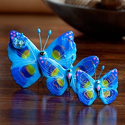 Big Save Set of 3 Ceramic 'Atitlan Butterflies' Sculptures (Guatemala)