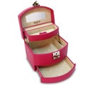 Laura Expandable Raspberry Leather Jewelry Box